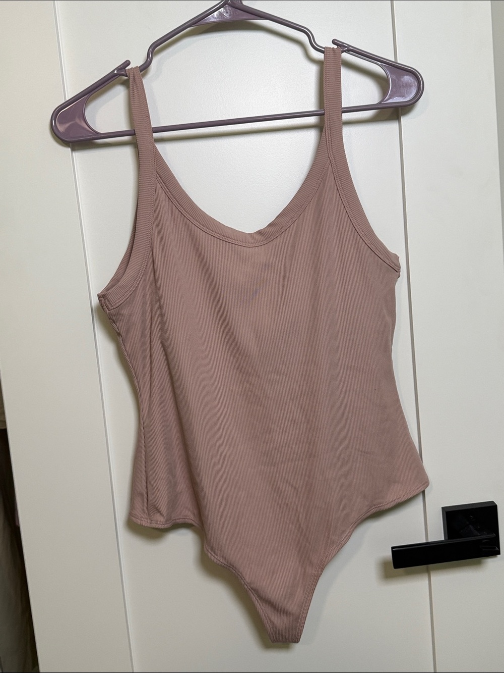 girlfriend collective Mauve Ribbed Scoop-Neck Bodysuit